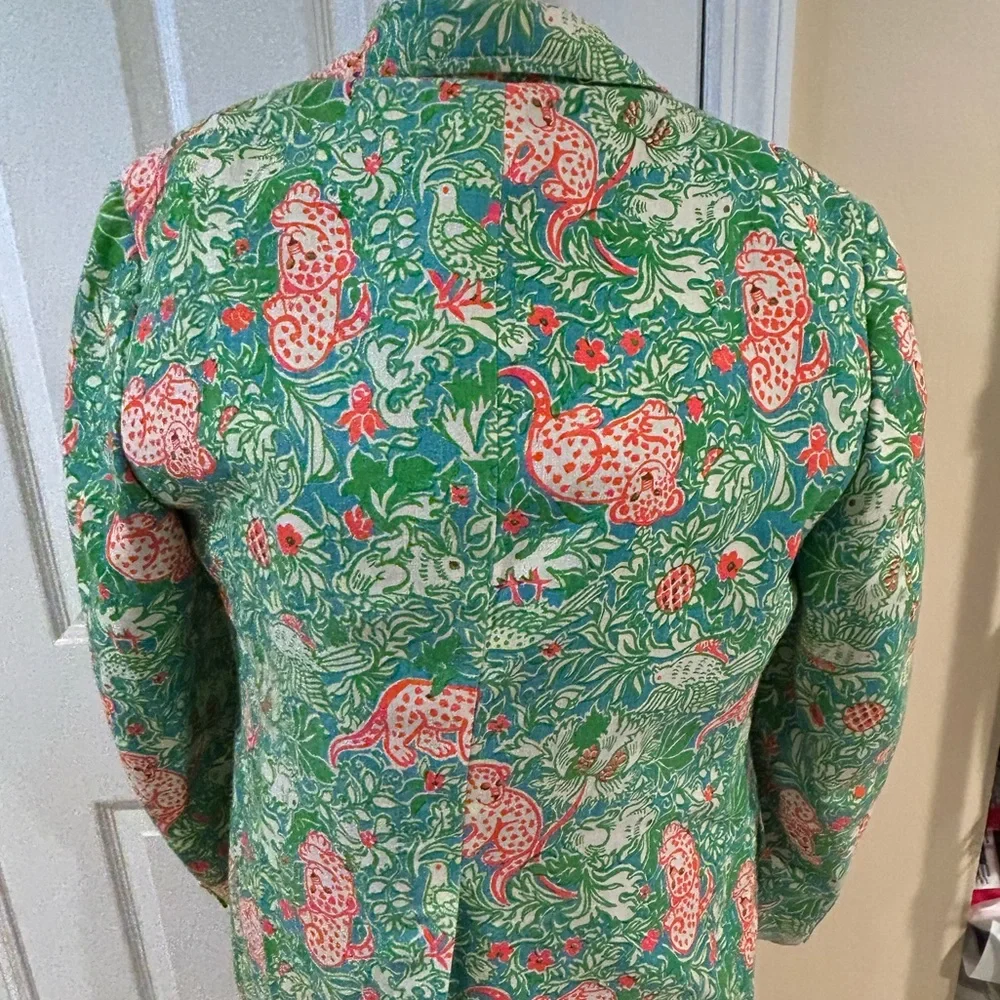 Vintage Lilly Pulitzer Mens Stuff Jungle Print Blazer Jacket Rabbit Tiger Sz 44 - Picture 3 of 15